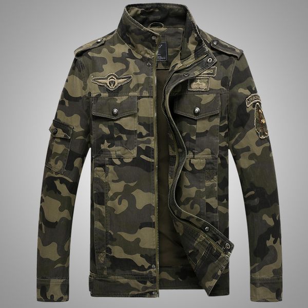 autumn european and american leisure plus size camouflage printed tooling jacket men's uniform coat chest pocket military, Black;brown